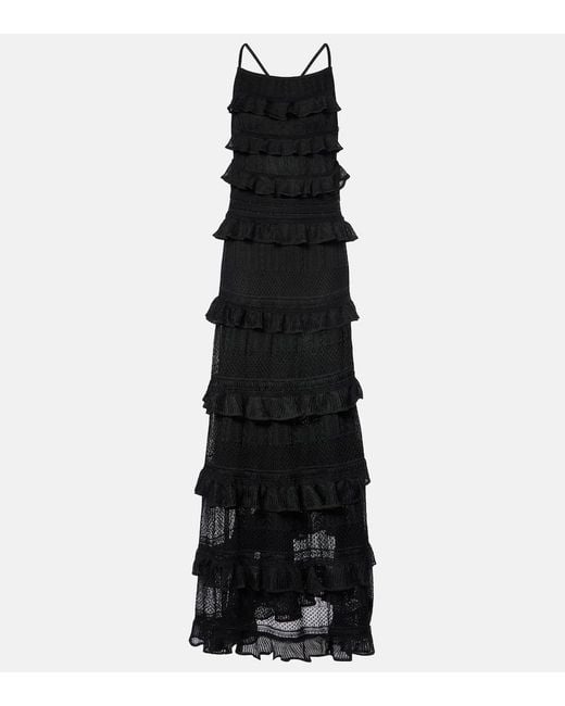Zimmermann Black Illustration Ruffled Knitted Maxi Dress