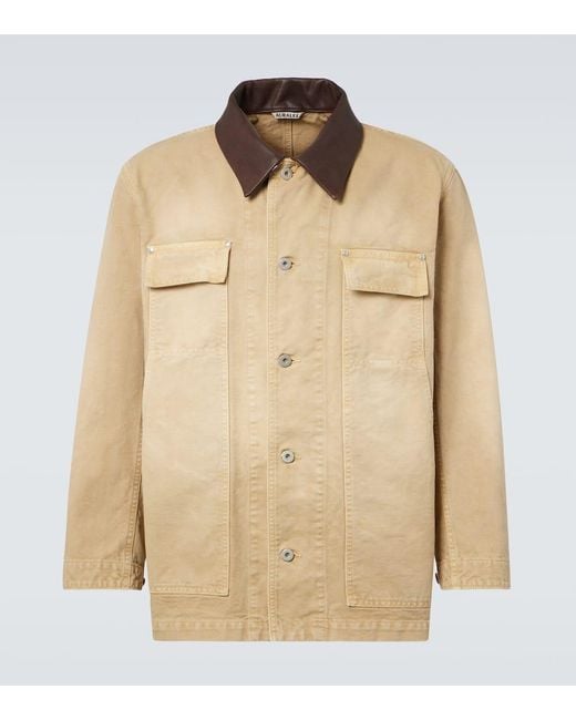 Auralee Natural Leather-Trimmed Cotton Duck Jacket for men