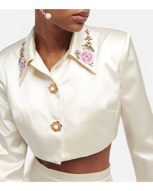 Miss Sohee White Bridal Embellished Silk Jacket And Top Set