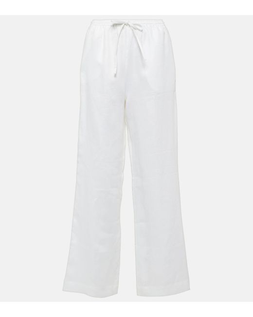 Asceno White Aurelia Linen Straight Pants