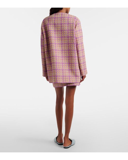 Gucci Pink Checked Cotton-Blend Tweed Miniskirt