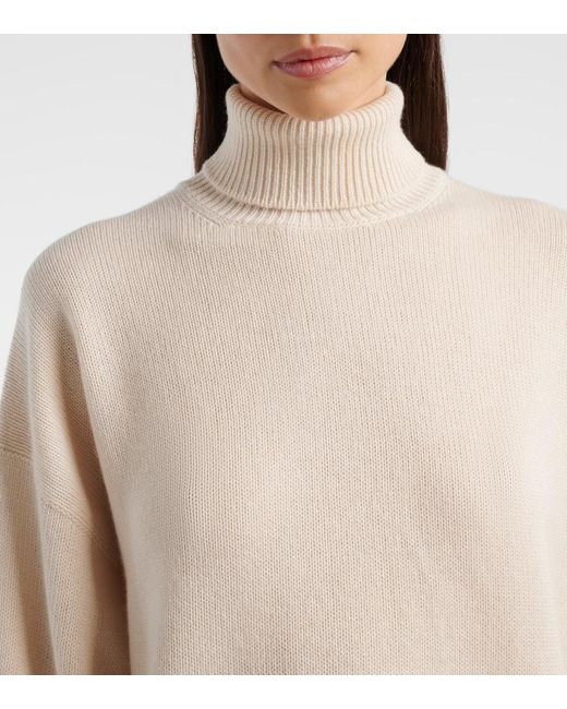 Brunello Cucinelli White Monili Cashmere Turtleneck Sweater