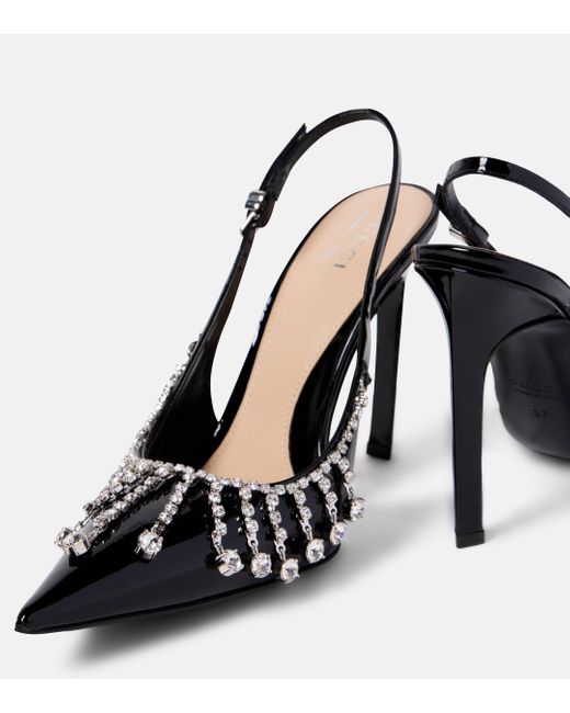 Gucci Black Pointed-Toe Patent Slingback Pumps