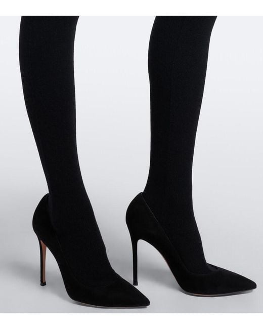 Nour Hammour Black Whit Cashmere And Wool Tights