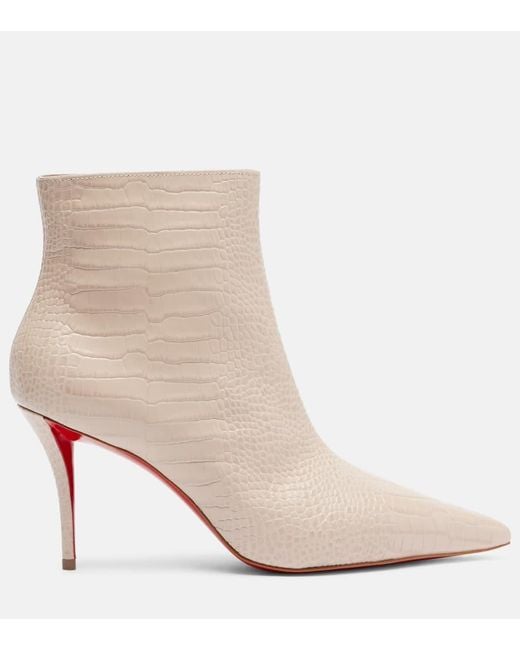 Christian Louboutin Natural Miss Z 80 Croc-Effect Leather Ankle Boots