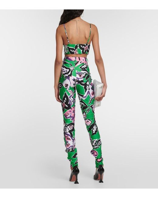 Area Green Butterfly Printed Crop Top