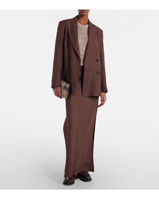 Brunello Cucinelli Brown Double-Breasted Blazer