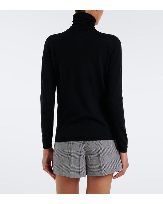 Max Mara Black Virgin Wool Turtleneck Sweater