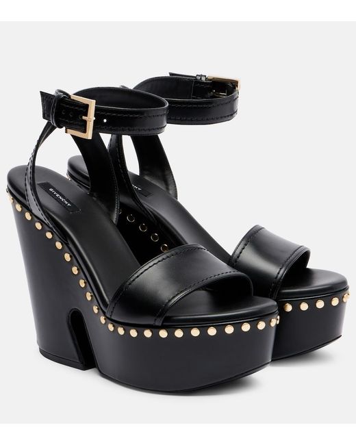 Givenchy Black Embellished Platform Leathers Sandals