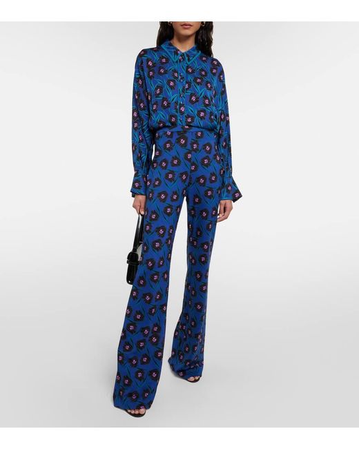 Blusa Alona de saten Diane von Furstenberg de color Blue