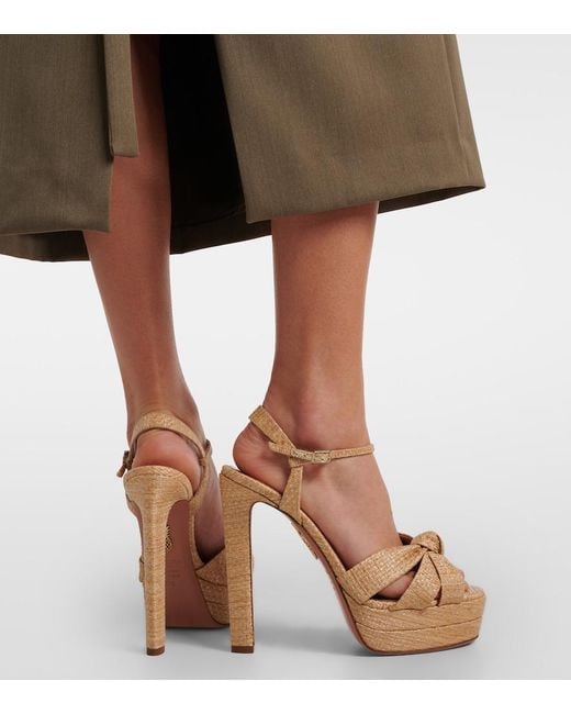 Aquazzura Metallic Nina Raffia Platform Sandals