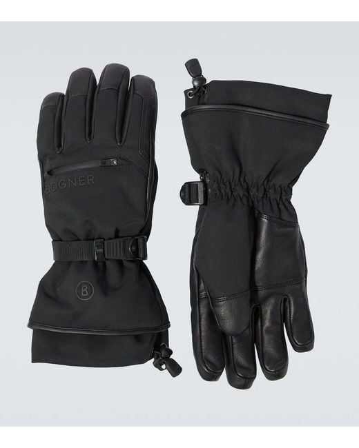 Bogner Black Adriano Leather-Trimmed Ski Gloves for men