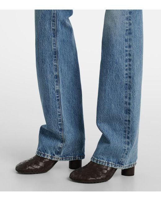 FRAME Blue Vertical High-Rise Straight Jeans