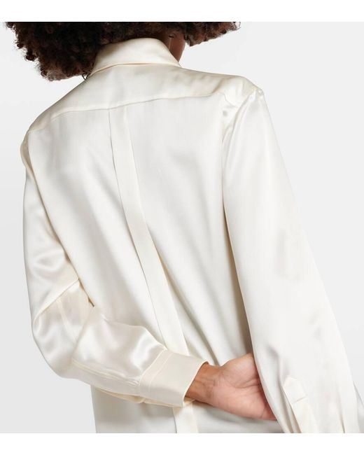 Camisa de seda con panel frontal Dolce & Gabbana de color White