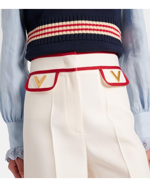 Valentino White Crepe Couture Wide-Leg Pants