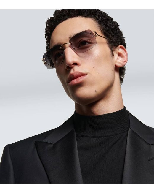 Occhiali Da Sole Rettangolari di Cartier in Metallic da Uomo