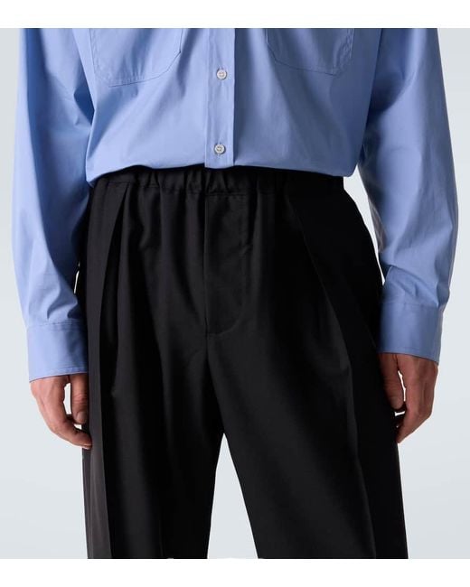Plan C Wool Wide-Leg Pants in Black for Men | Lyst