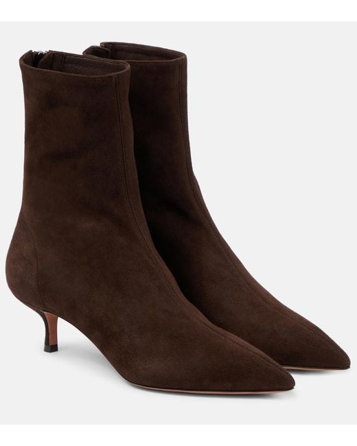 Aquazzura Brown Montmartre 50 Suede Ankle Boots