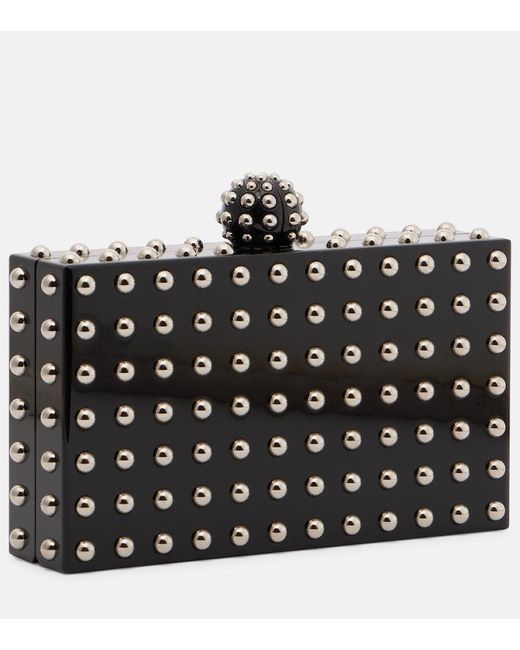 Aquazzura Black Cosmic Mini Studded Clutch