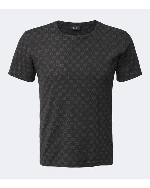 Gucci Black Gg Cotton Pique T-Shirt for men