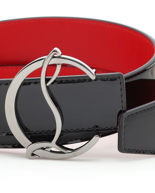 Kurv Accord Relaterede Christian Louboutin Cl Logo Reversible Leather Belt in Black - Lyst