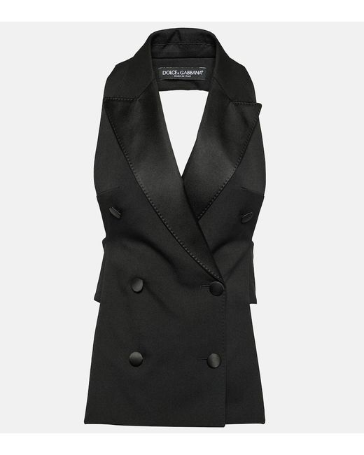 Chaleco cruzado de mezcla de lana y seda Dolce & Gabbana de color Black