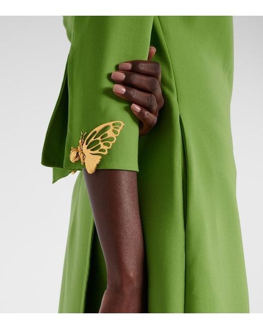 Vestido De Fiesta En Mezcla De Lana Adornado Oscar de la Renta de color Green