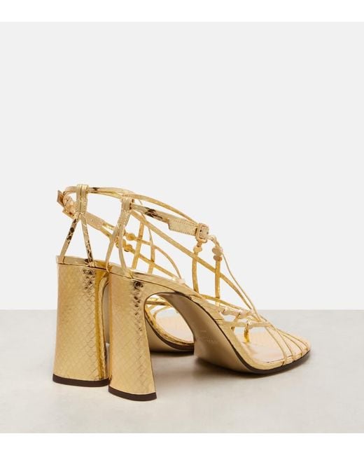 Jimmy Choo Felice 95 Beaded Metallic Leather Sandals