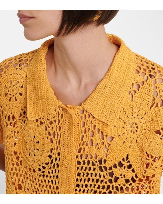 Jonathan Simkhai Yellow Macks Floral Crochet Cotton Shirt