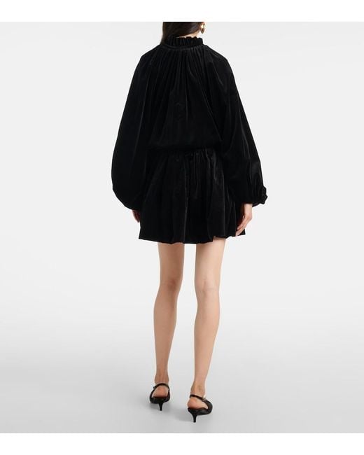 Patou Black Cotton Velvet Miniskirt