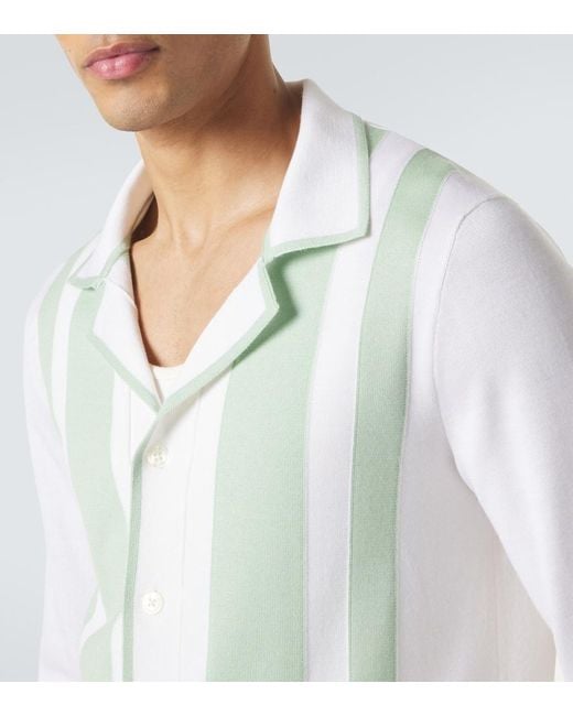 Dolce & Gabbana Green Striped Wool And Silk Shirt for men