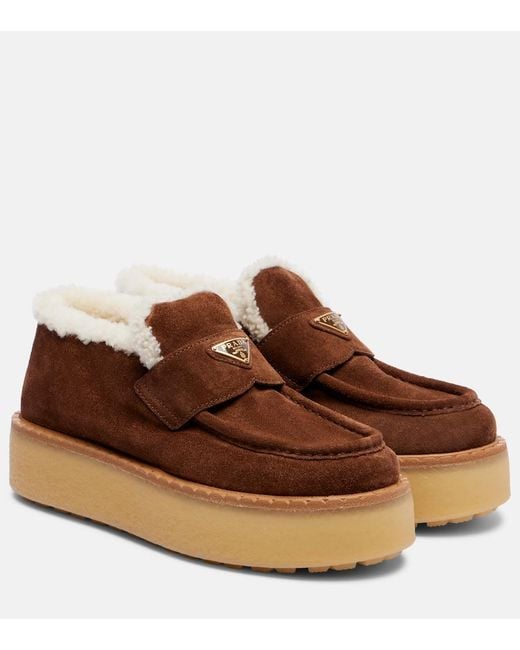 Prada Brown Suede Loafers