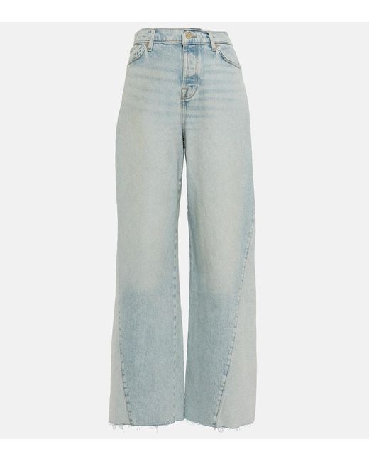 7 For All Mankind Blue High-Rise Wide-Leg Jeans Zoey