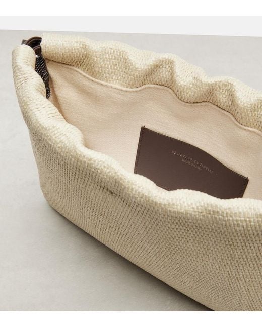 Brunello Cucinelli Natural Mini Canvas Crossbody Bag