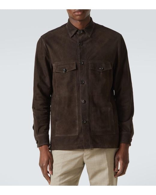 Thom Sweeney Brown Suede Field Jacket for men