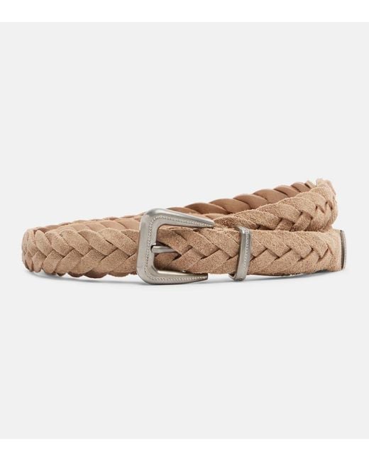 Brunello Cucinelli Natural Braided Suede Belt