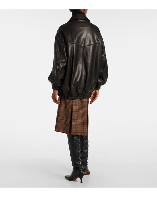 Nour Hammour Black Beck Leather Bomber Jacket