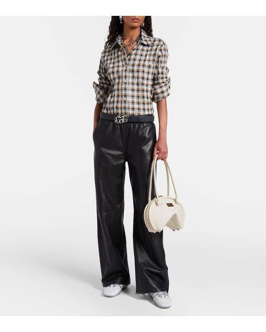 Acne White Bowlina Small Leather Shoulder Bag