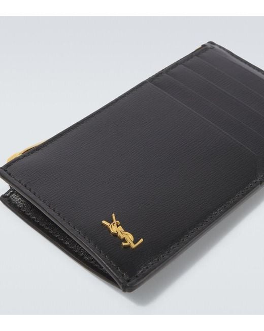 Saint Laurent Black Cassandre Leather Wallet for men