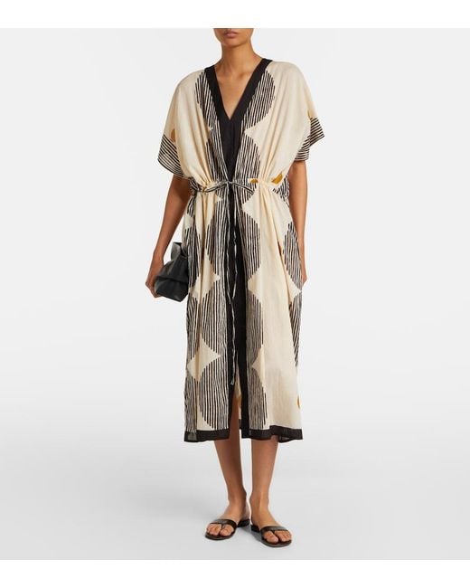 Velvet Natural Amira Printed Cotton Kaftan