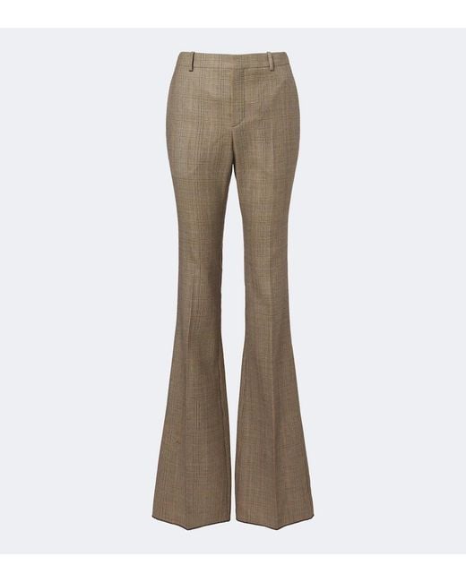 Saint Laurent Gray Prince Of Wales Wool Flared Pants