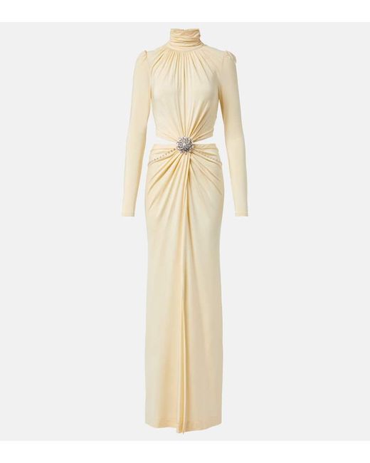 Rabanne Natural Embellished Gathered Gown