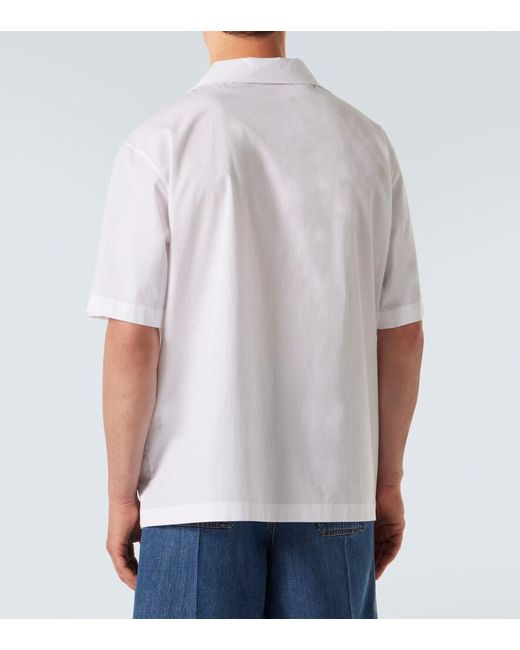 Valentino White Embroidered Cotton Poplin Bowling Shirt for men