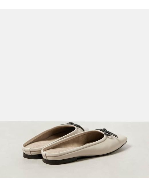 Brunello Cucinelli Natural Monili Leather Mules