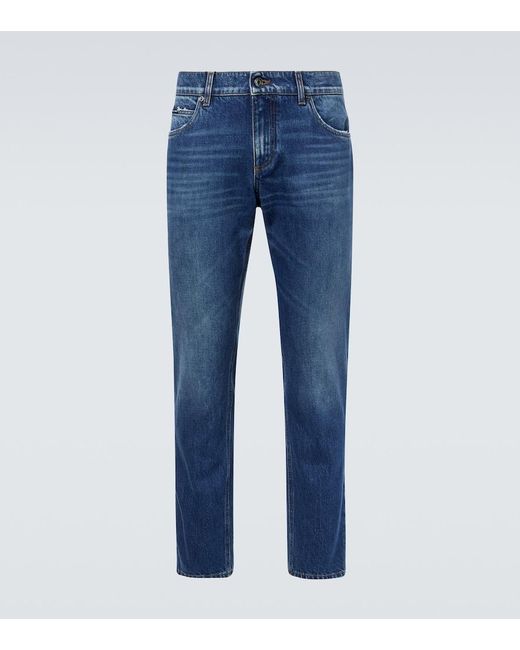 Dolce & Gabbana Blue Faded Straight Jeans for men