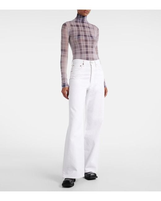 Agolde White Dame High-Rise Wide-Leg Jeans