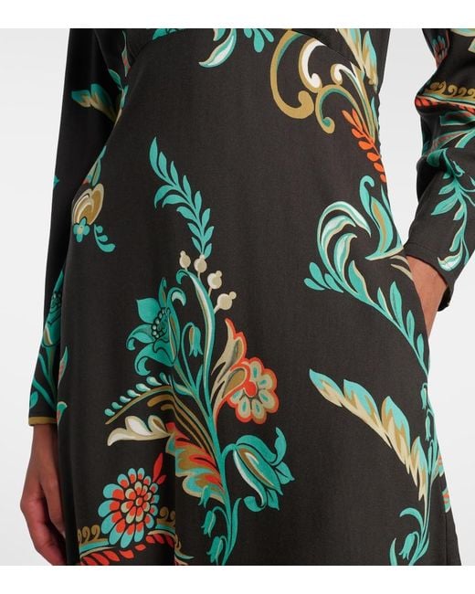 Etro Black Floral Midi Dress