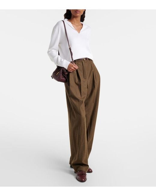 Loro Piana White Siena Silk And Cotton Polo Sweater