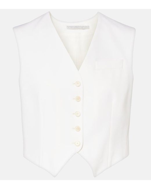 Stella McCartney White Cropped Wool Vest