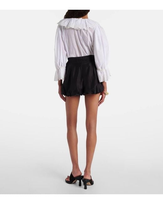 Chloé Black Belted High-Rise Silk Habotai Shorts